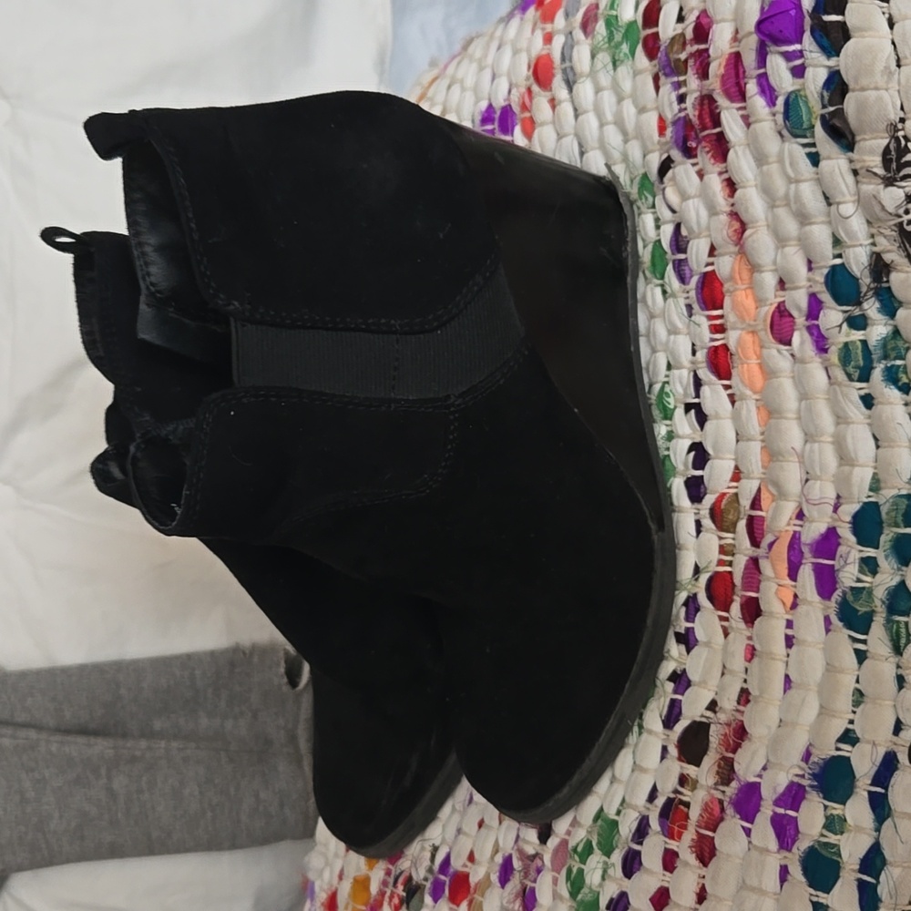 Black wedge boots